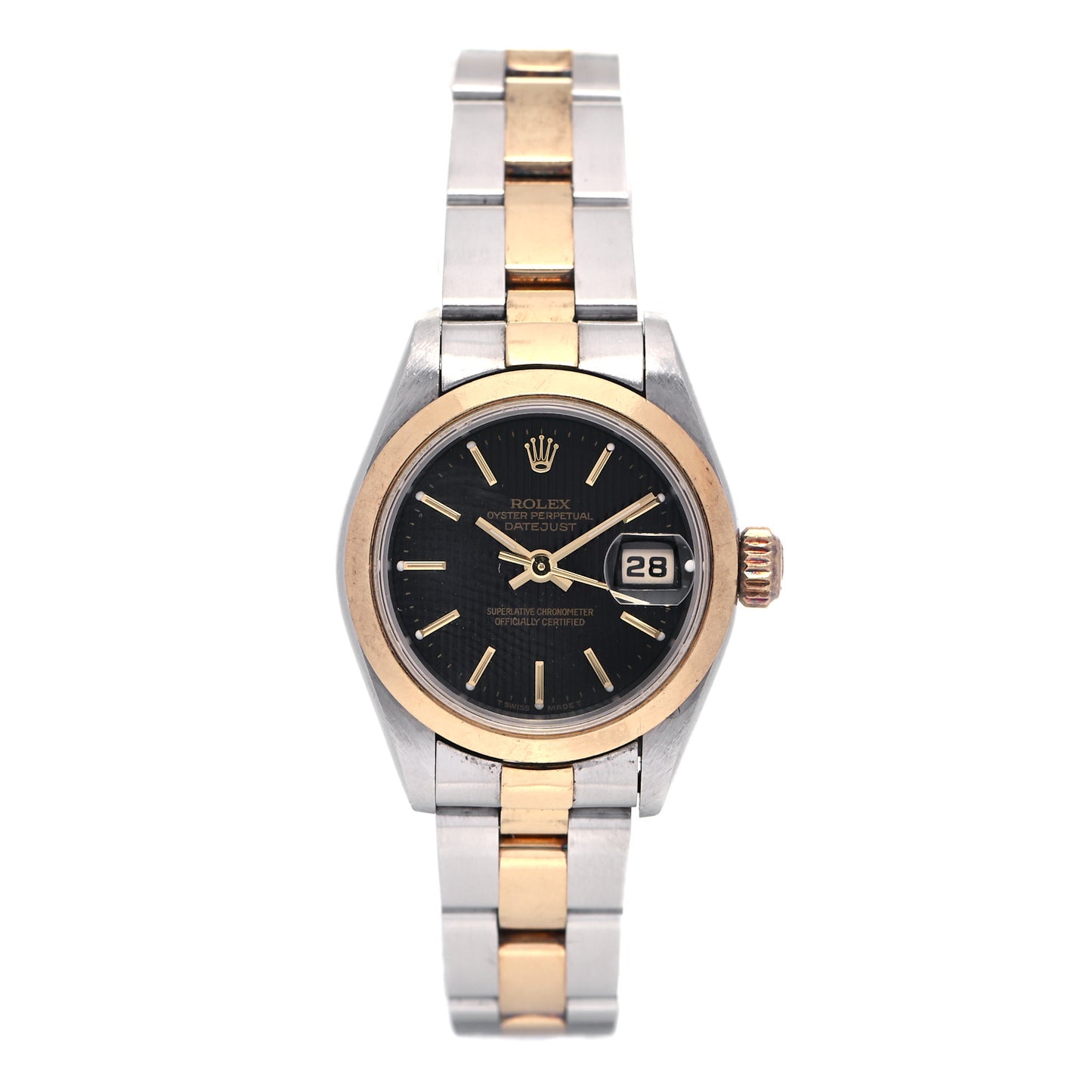 Stainless Steel 18K Yellow Gold Diamond 26mm Oyster Perpetual Datejust Watch Black 69176
