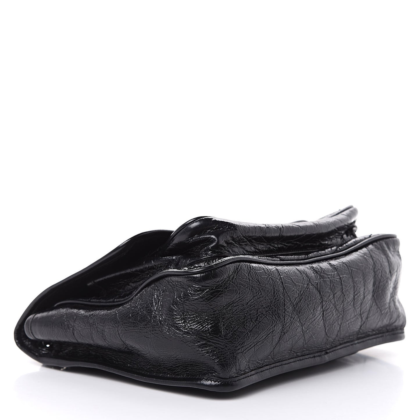 Crinkled Calfskin Matelasse Monogram Medium Niki Chain Satchel Black