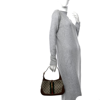 Gucci GG Supreme Monogram Azalea Calfskin Web Small Jackie 1961 Hobo Beige Ebony Brown Sugar 2 of 10