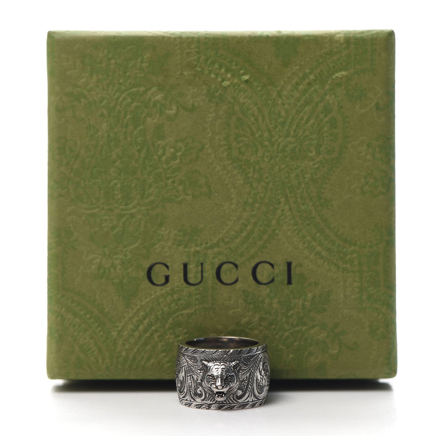 Sterling Silver Wide Feline Band Ring 54 6.75