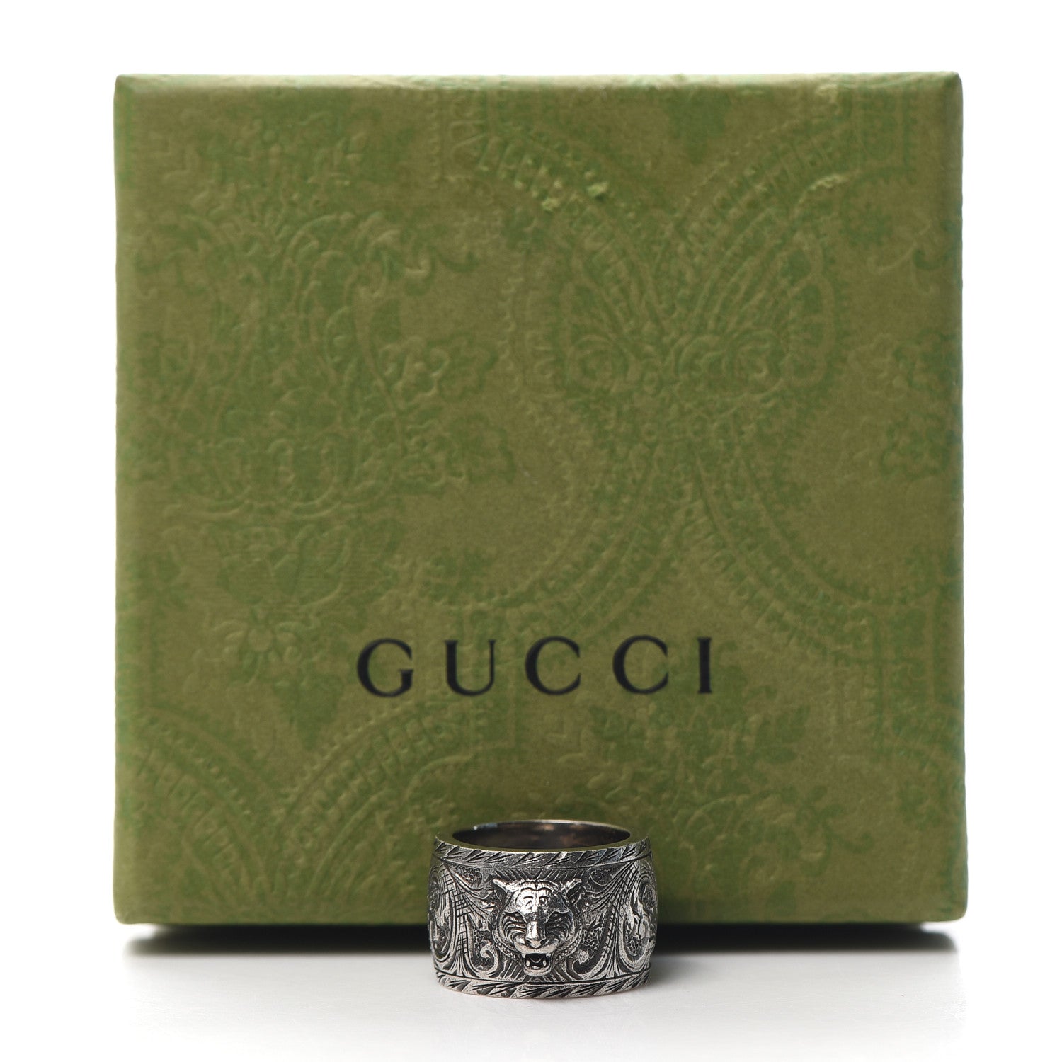 Gucci Sterling Silver Wide Feline Band Ring 54 6.75 5 of 5