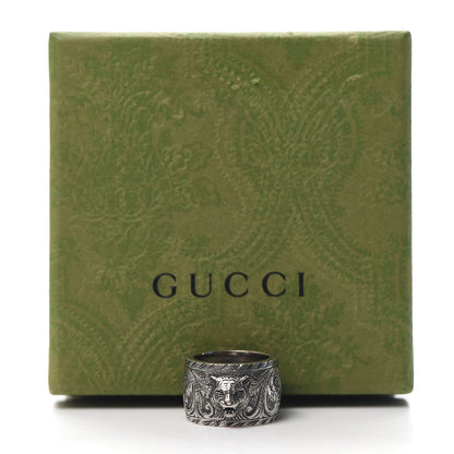 Gucci Sterling Silver Wide Feline Band Ring 54 6.75 5 of 5