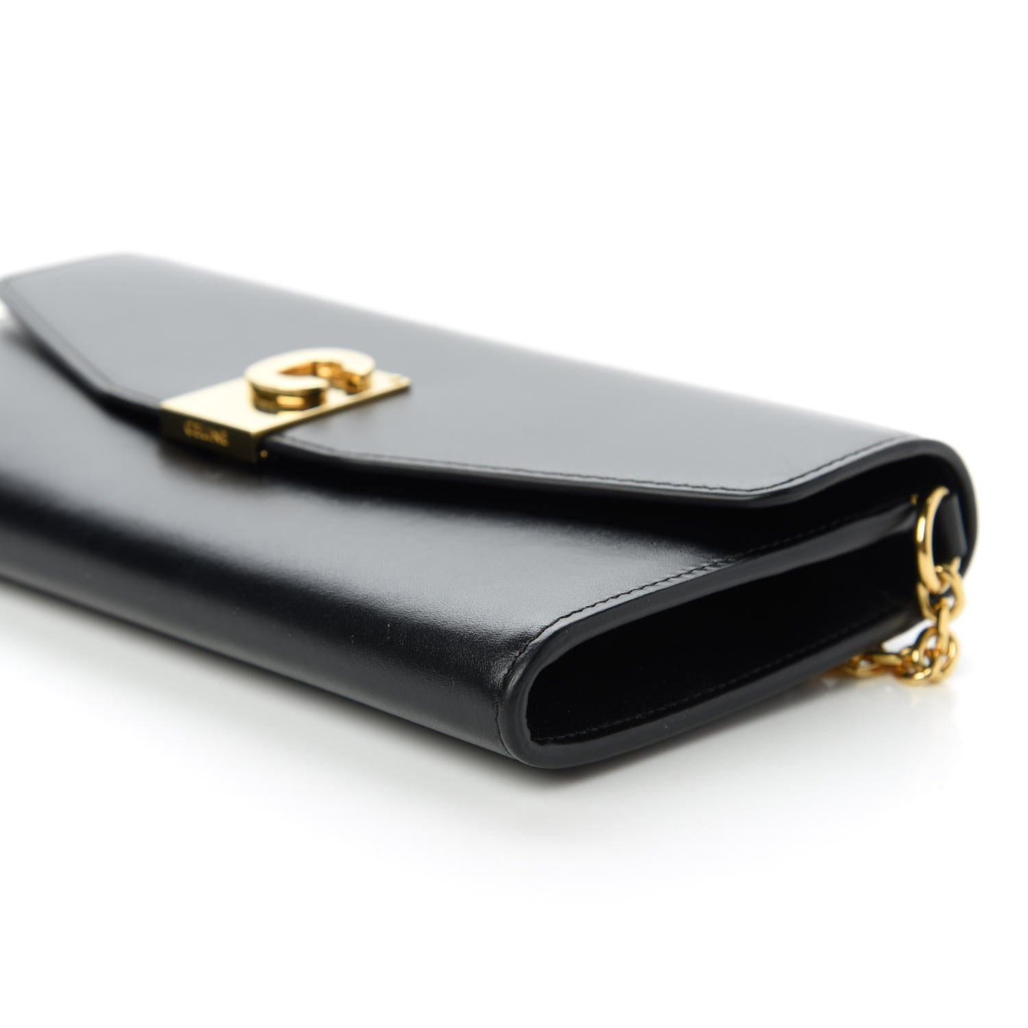 Celine Shiny Smooth Calfskin C Wallet On Chain Bag Black 7 of 10