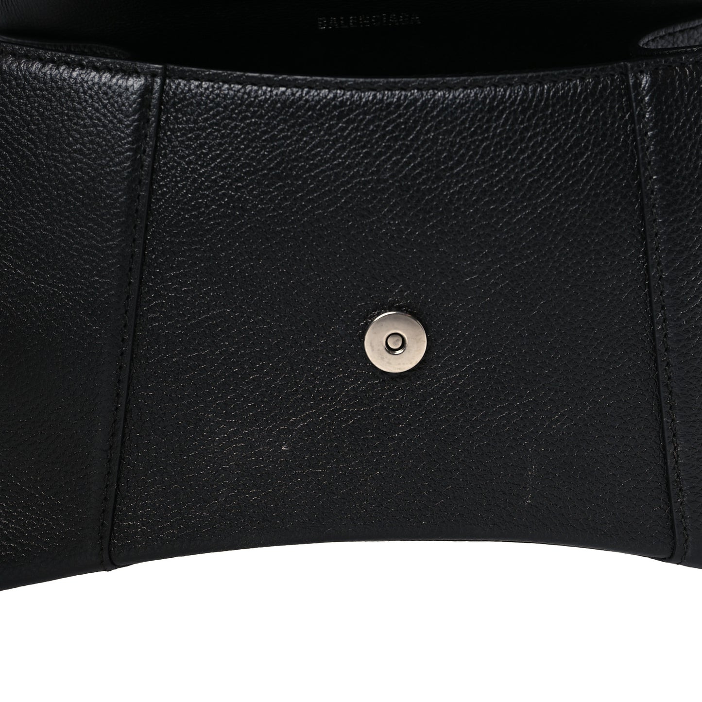 Grained Calfskin Small Hourglass Top Handle Bag Black