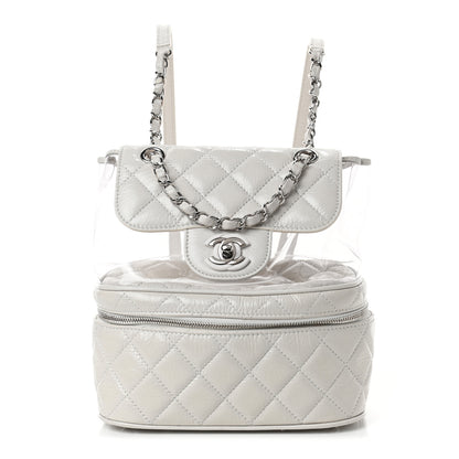Chanel Crumpled Calfskin PVC Quilted Backpack White 1 of 10