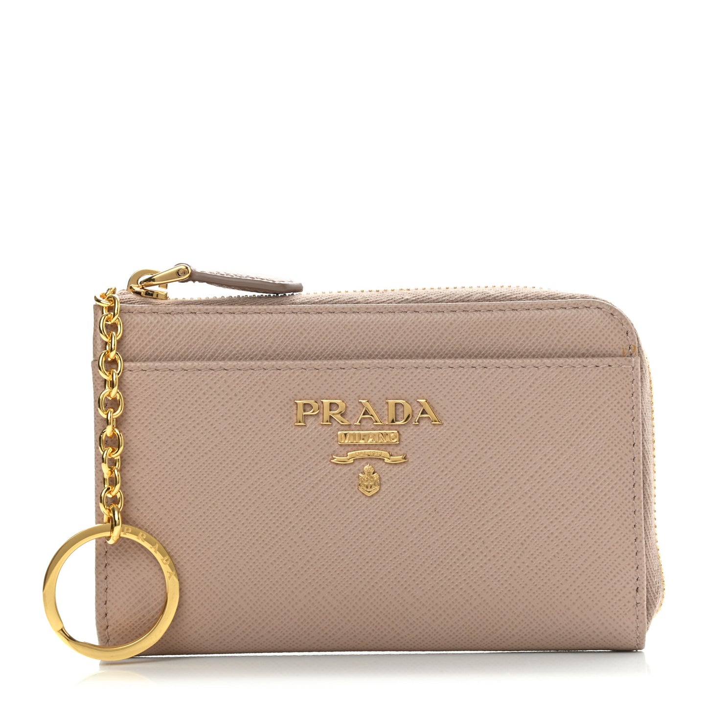 Saffiano Metal Zip Around Keychain Cipria