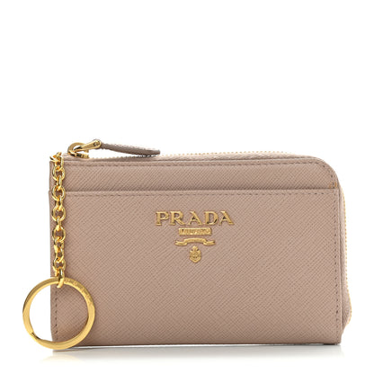 Prada Saffiano Metal Zip Around Keychain Cipria 1 of 7