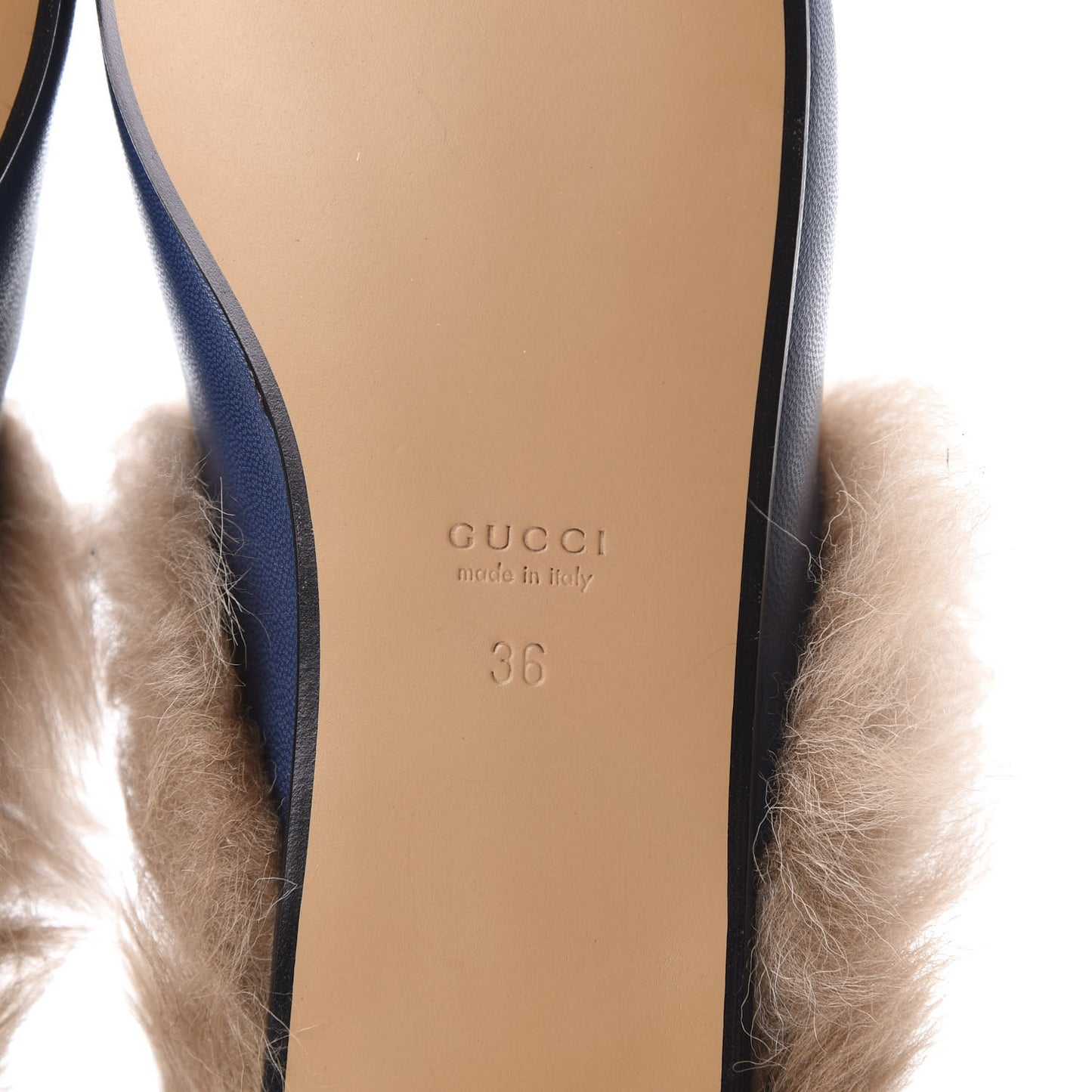 Malaga Kid Fur Womens Princetown Slippers 36 Blue Agata
