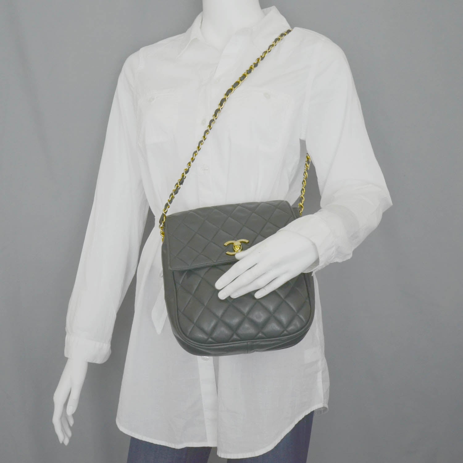Chanel Lambskin Quilted Flap Bag Dark Green 2 of 13