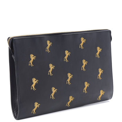 Chloe Smooth Calfskin Little Horses Embroidered Pouch Black 3 of 9