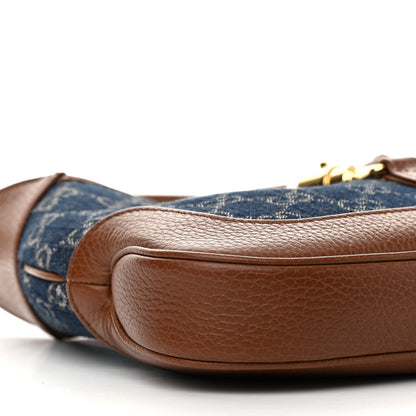 Gucci New Denim GG Monogram Calfskin Small Jackie 1961 Hobo Blue Tea Cuir 9 of 10