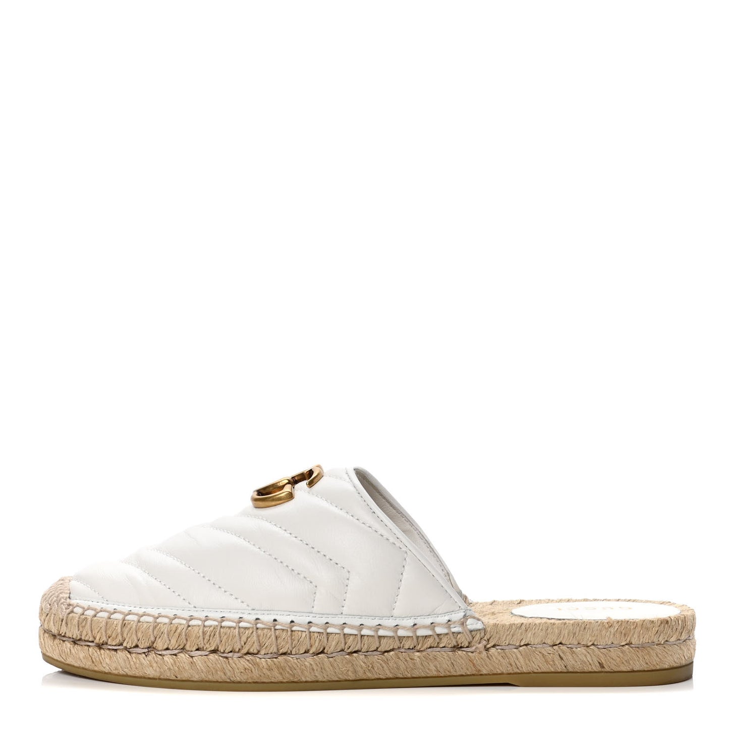 Nappa Matelasse GG Marmont Espadrille Slippers 38.5 Great White