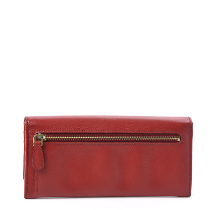 Prada Saffiano Metal Continental Flap Wallet Fuoco 2 of 7