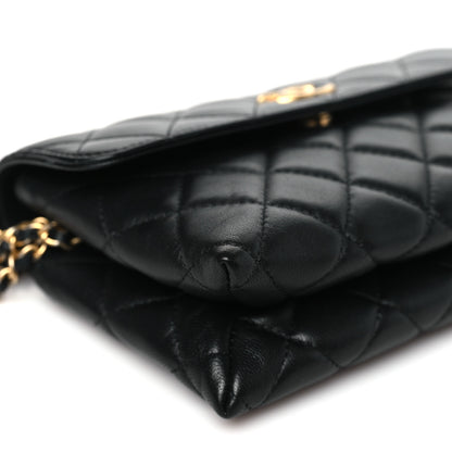 Chanel Lambskin Quilted CC Pouch With Handle Black 11 of 13