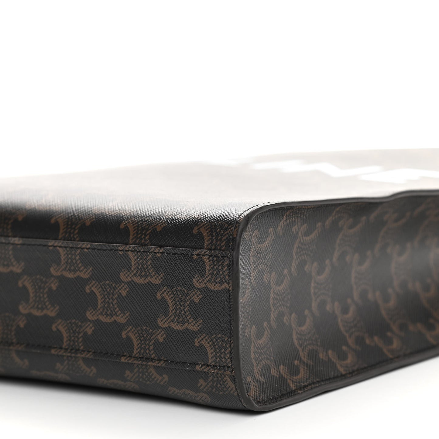 Triomphe Canvas Calfskin Small Vertical Cabas Tan