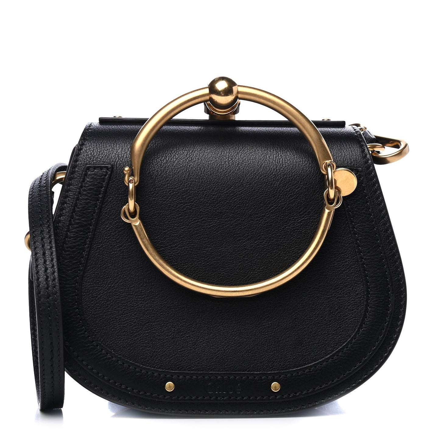 Calfskin Suede Small Nile Bracelet Bag Black