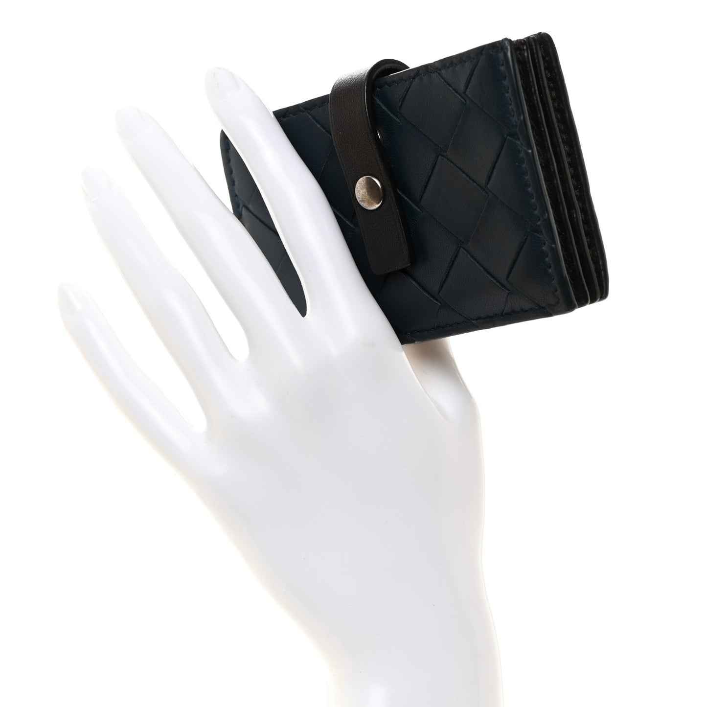 Nappa Intrecciato Accordion Card Holder Deep Blue Fondant