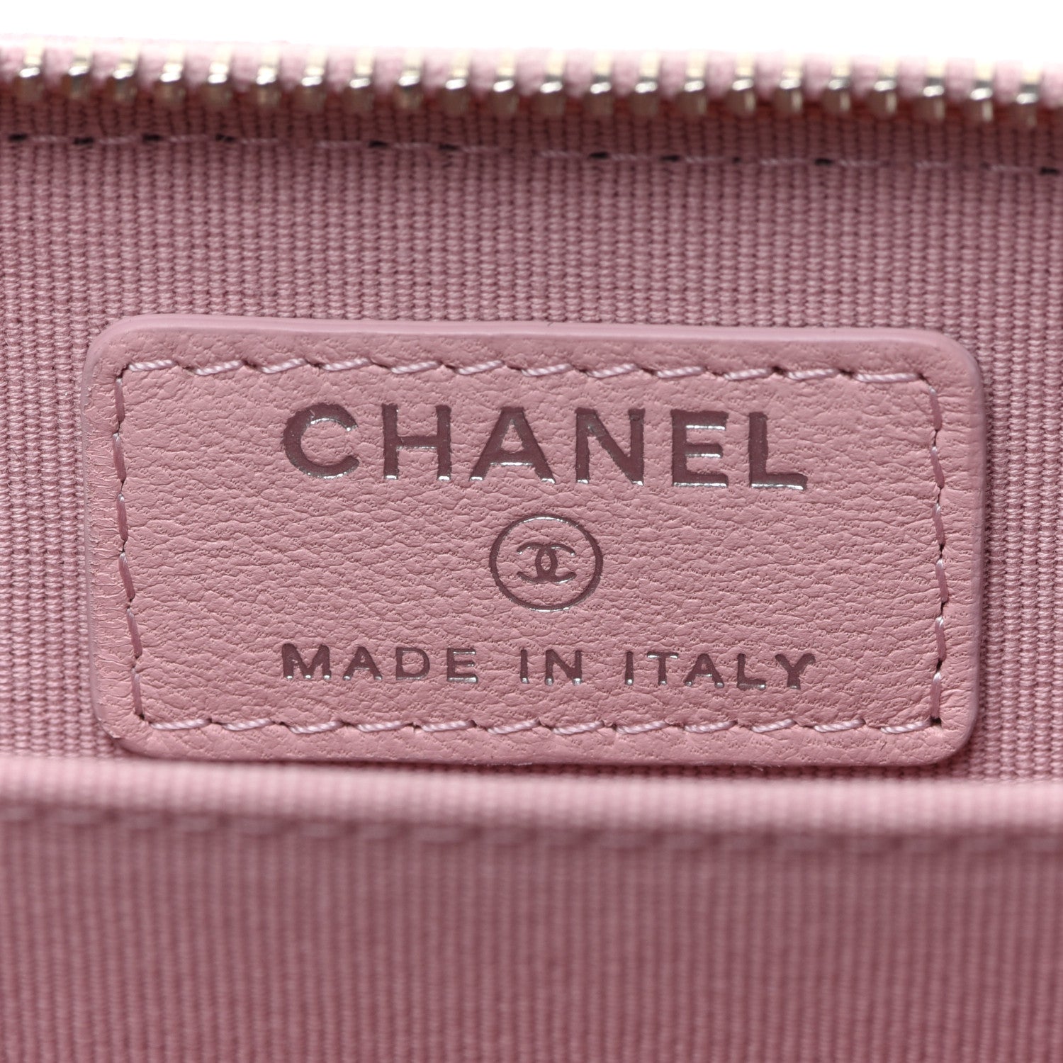 Chanel Lambskin Chevron Quilted Zip Card Holder Pink 6 of 8