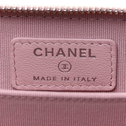 Chanel Lambskin Chevron Quilted Zip Card Holder Pink 6 of 8
