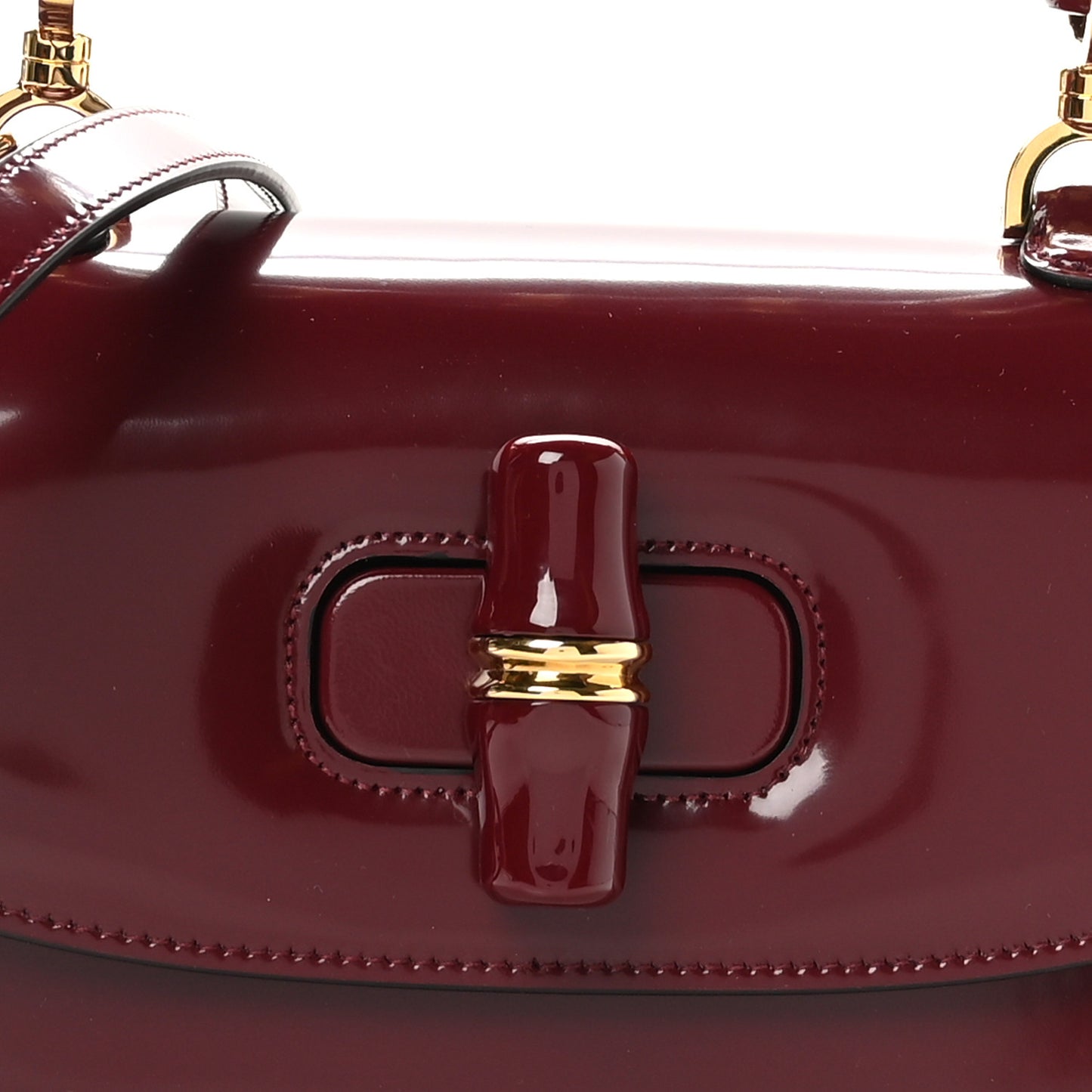 Shiny Polished Calfskin Medium Bamboo Diva Rosso Ancora Red