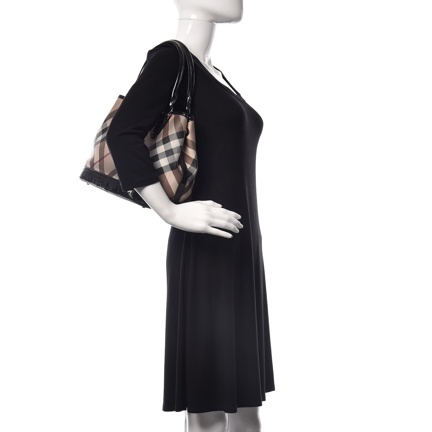 Patent Supernova Check Tote Black