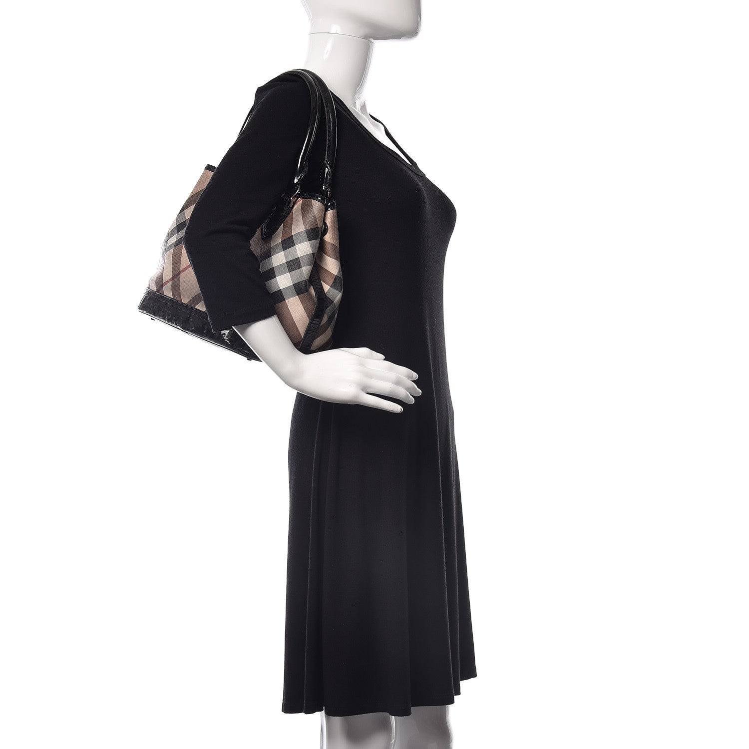 Burberry Patent Supernova Check Tote Black 2 of 30