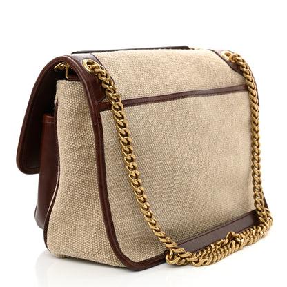 Saint Laurent Cotton Canvas Vintage Calfskin Monogram Medium Niki Chain Satchel Natural Chocolate 3 of 10