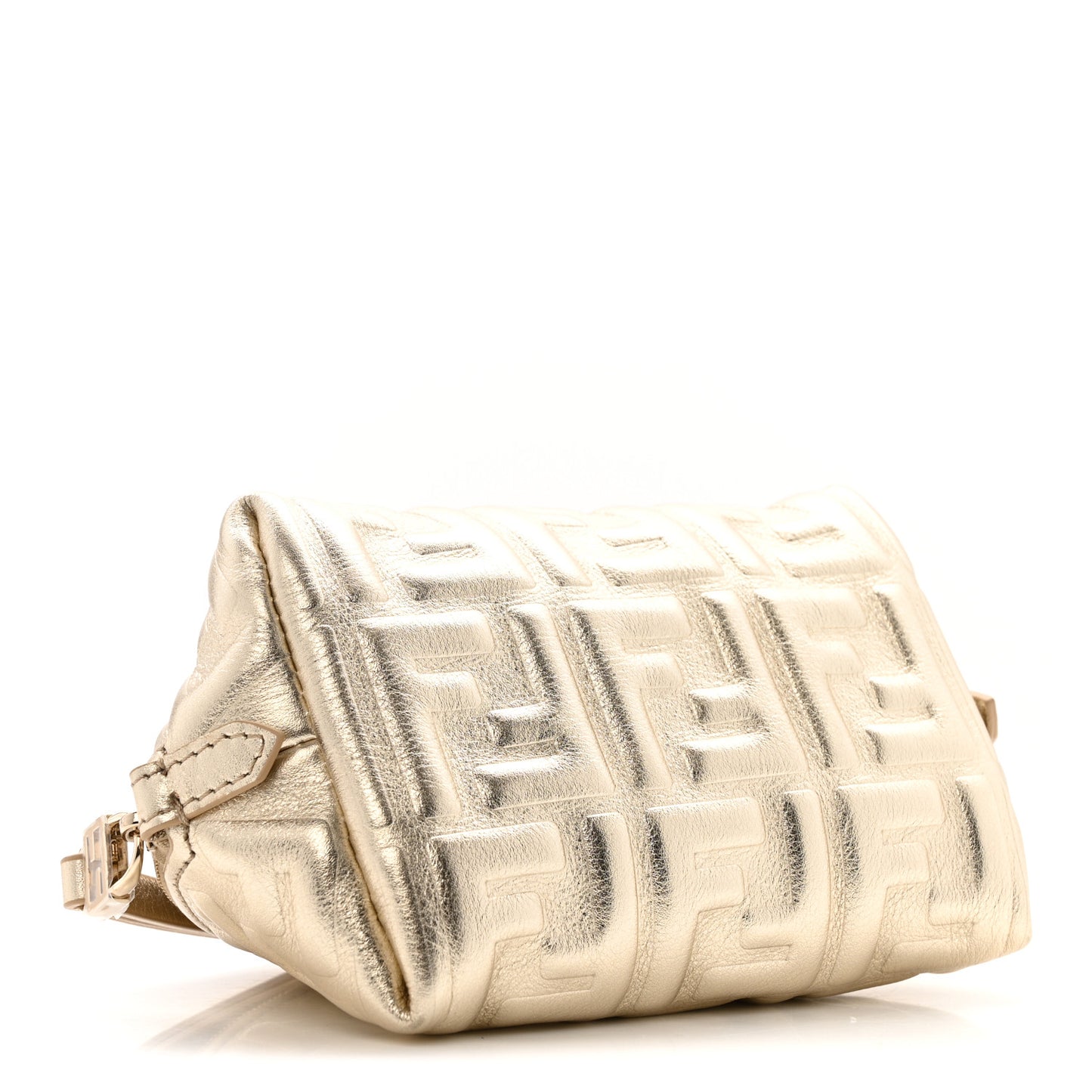 Metallic Nappa Matisse FF Embossed Small Beauty Pouch Platino