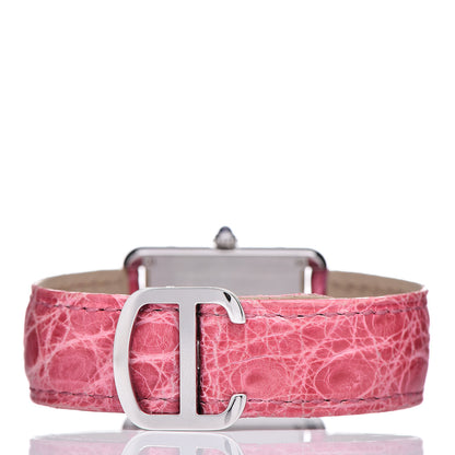 Cartier Stainless Steel Alligator 24mm Tank Solo Quartz Watch Pink 4 of 10