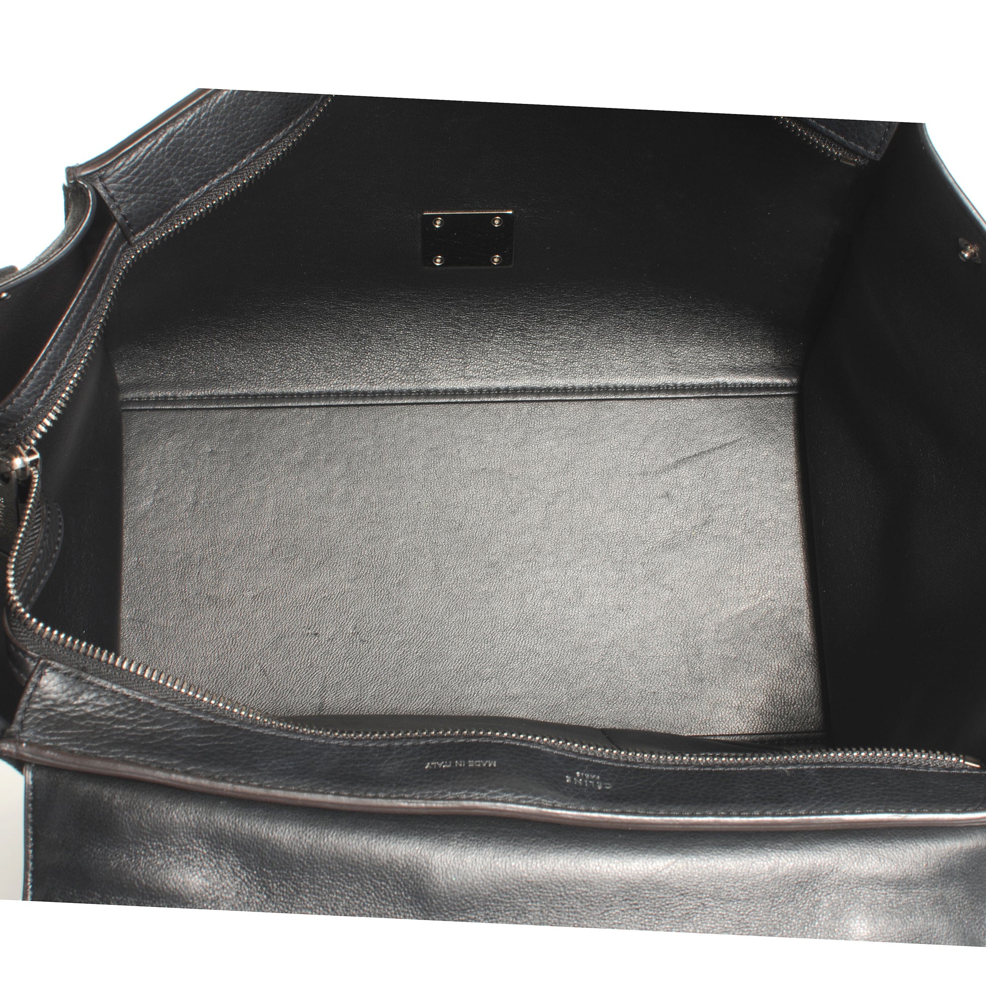 Celine Drummed Leather and Suede Small Trapeze Black 5 of 7