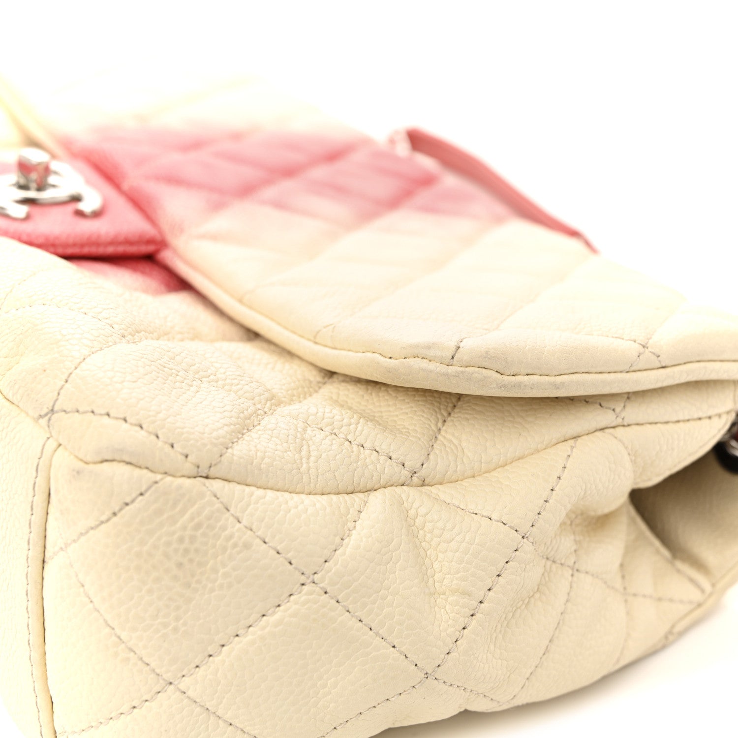 Chanel Caviar Quilted Ombre Jumbo Single Flap White Rose Pink 11 of 14