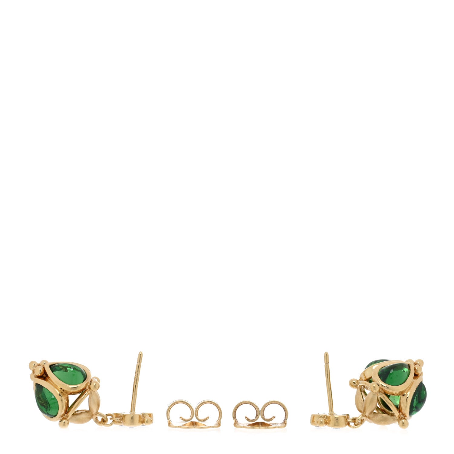 Temple St. Clair 18K Yellow Gold Diamond Tsavorite Drop Earrings 3 of 5