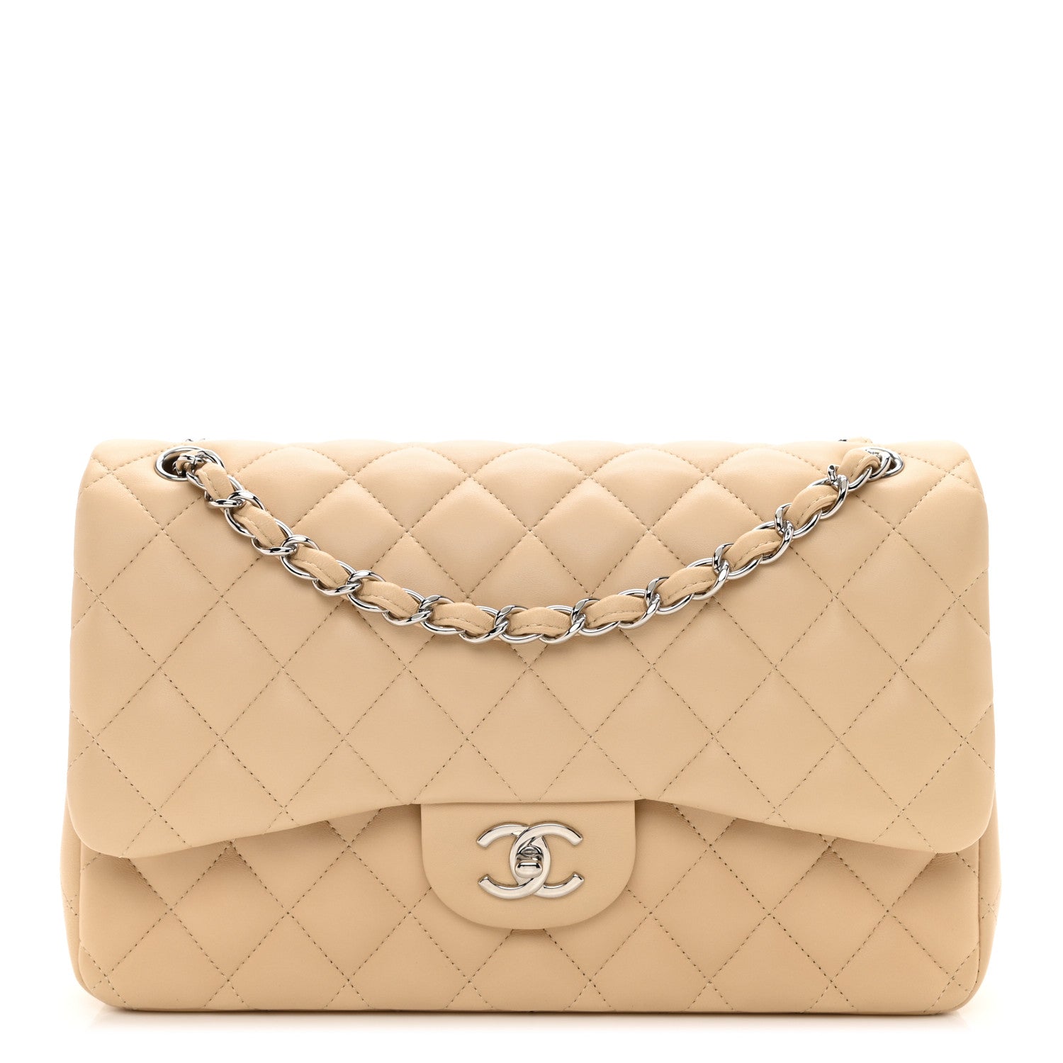 Chanel Lambskin Quilted Jumbo Double Flap Beige 1 of 10