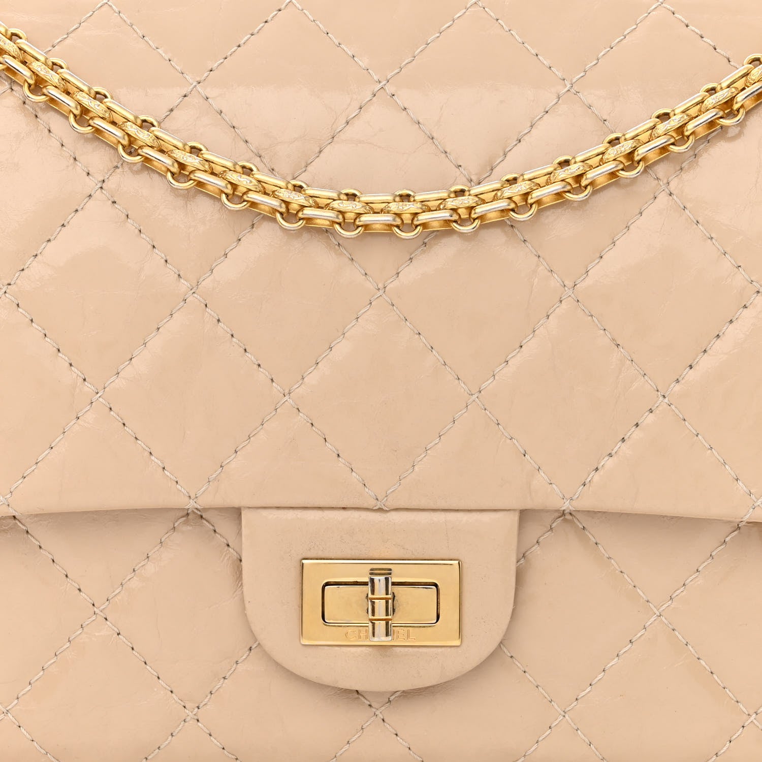 Chanel Distressed Patent Quilted 2.55 Reissue 226 Flap Beige 8 of 12
