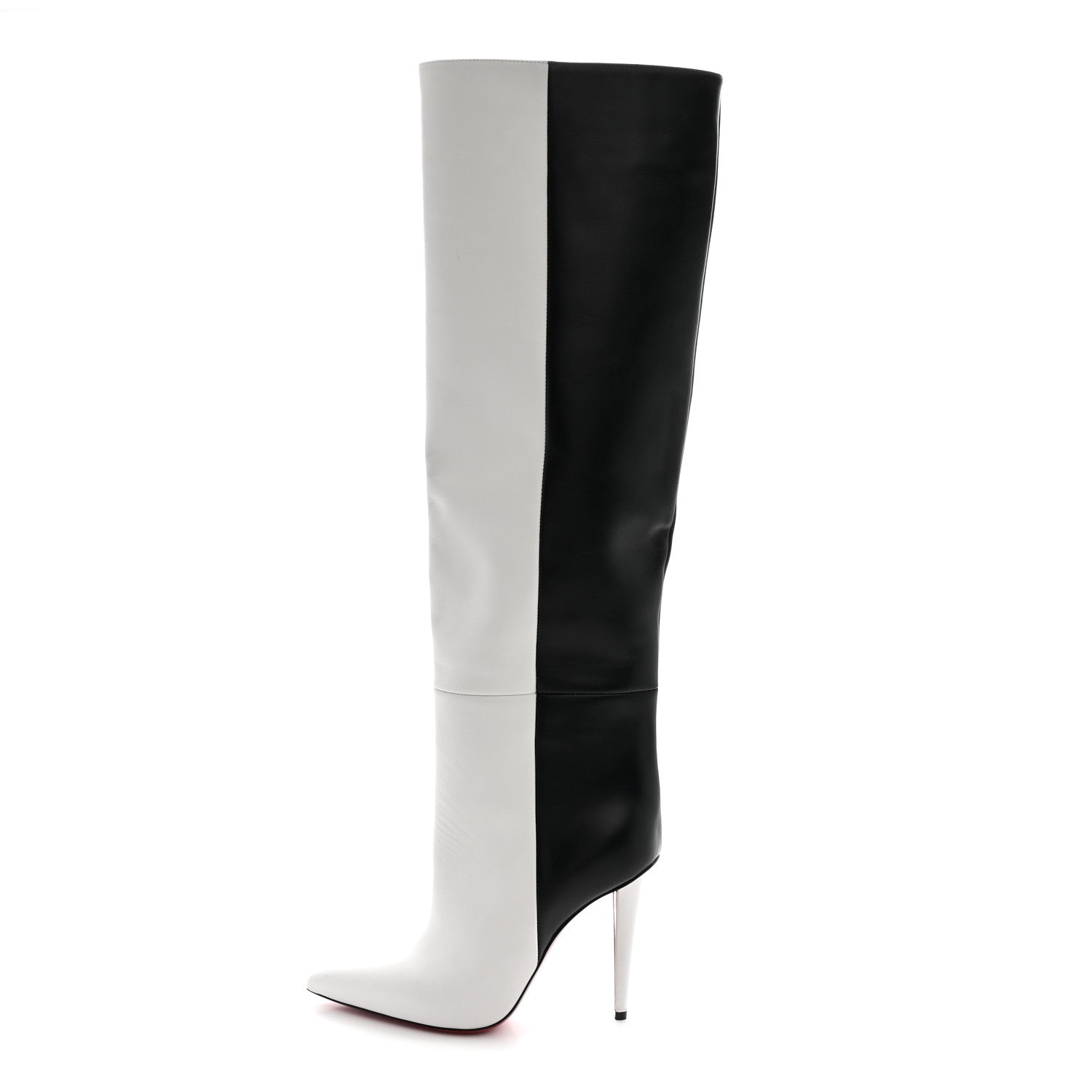 Christian Louboutin Calfskin Astrilarge 100 Knee Boots 37 Black White 1 of 12