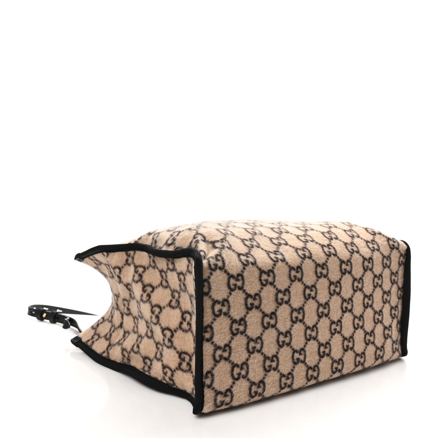 Covered Wool GG Monogram Large Tote Bag Beige Ebony