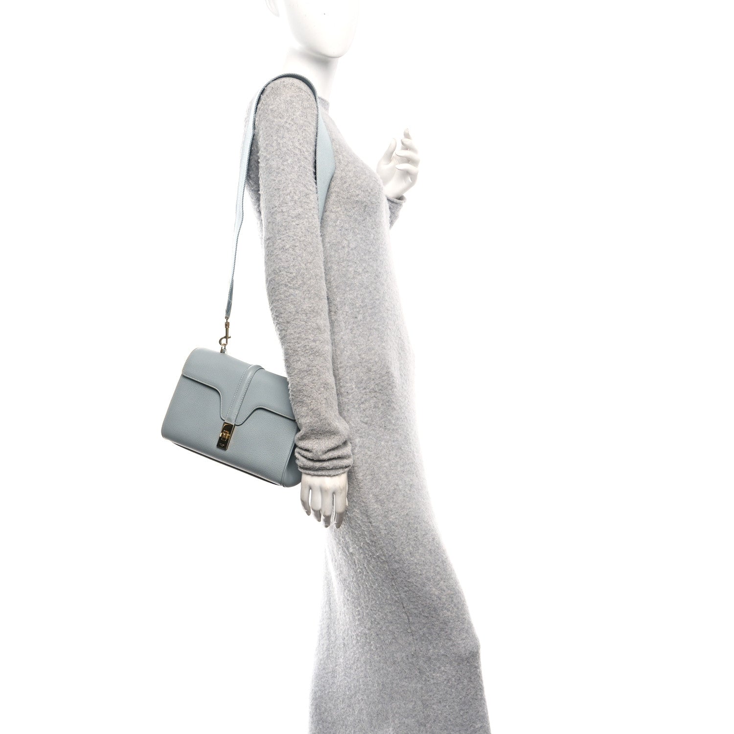 Celine Grained Calfskin Teen Soft 16 Shoulder Bag Ice Blue 2 of 12