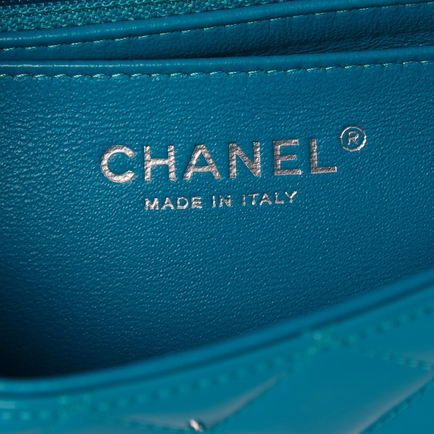 Patent Quilted Mini Rectangular Flap Turquoise