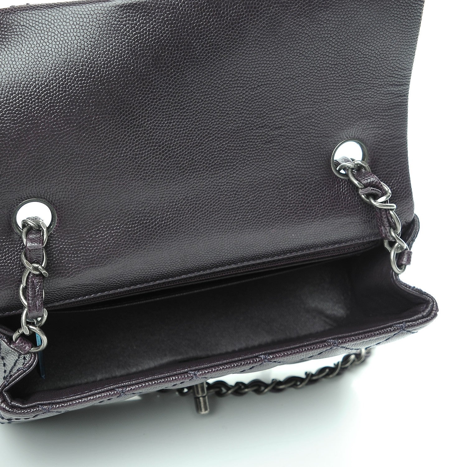 Chanel Washed Caviar Quilted Mini Rectangular Flap Dark Purple 5 of 8