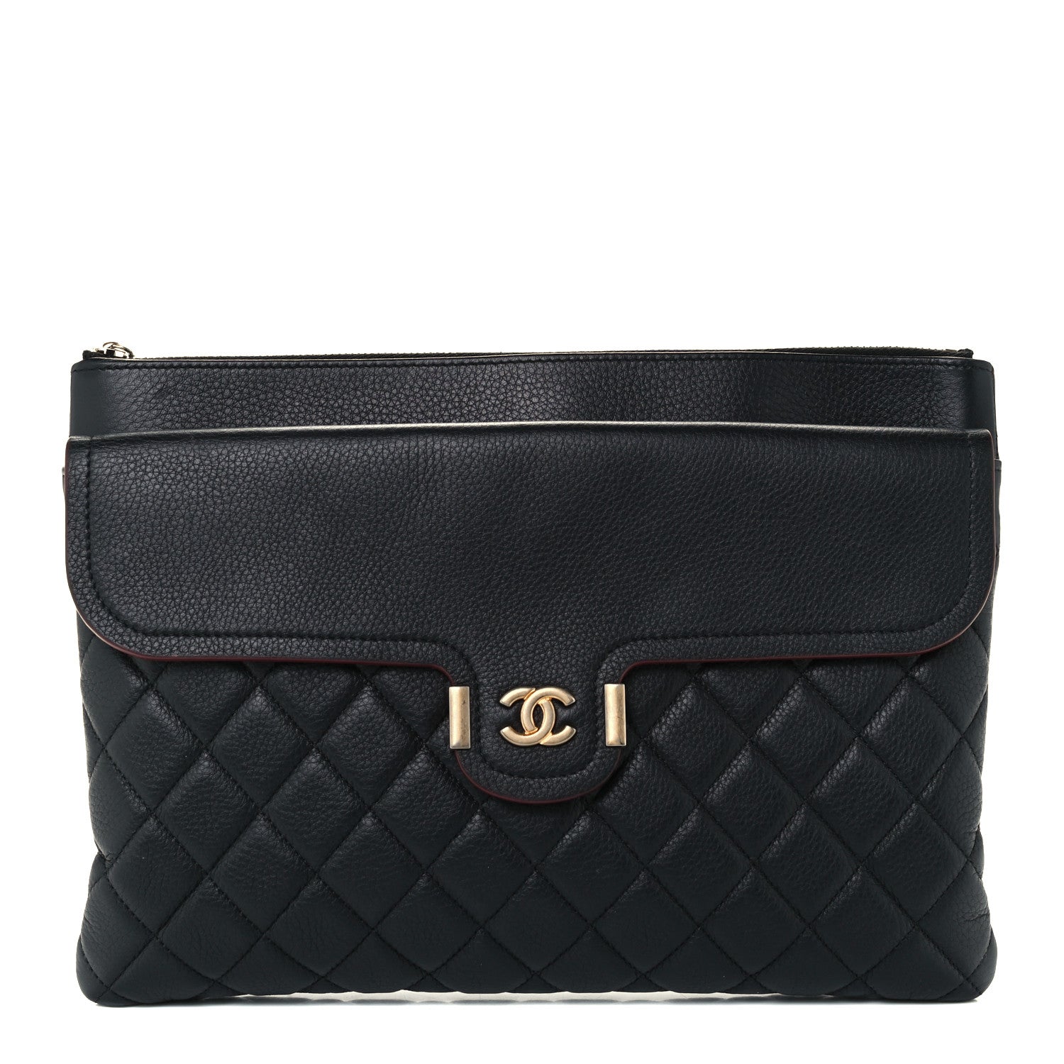 Chanel Grained Calfskin Quilted Large Archi Chic Cosmetic Case Black 1 of 14