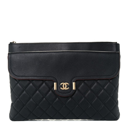 Chanel Grained Calfskin Quilted Large Archi Chic Cosmetic Case Black 1 of 14