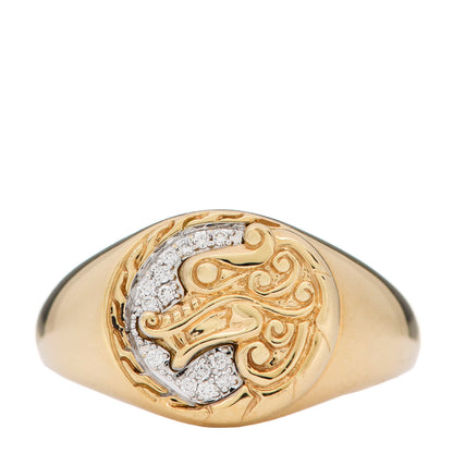 John Hardy 18K Yellow Gold Diamond Legends Naga Signet Ring 57 8 1 of 6