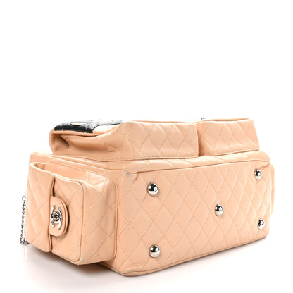 Chanel Calfskin Quilted Large Cambon Multipocket Reporter Beige Black 4 of 13