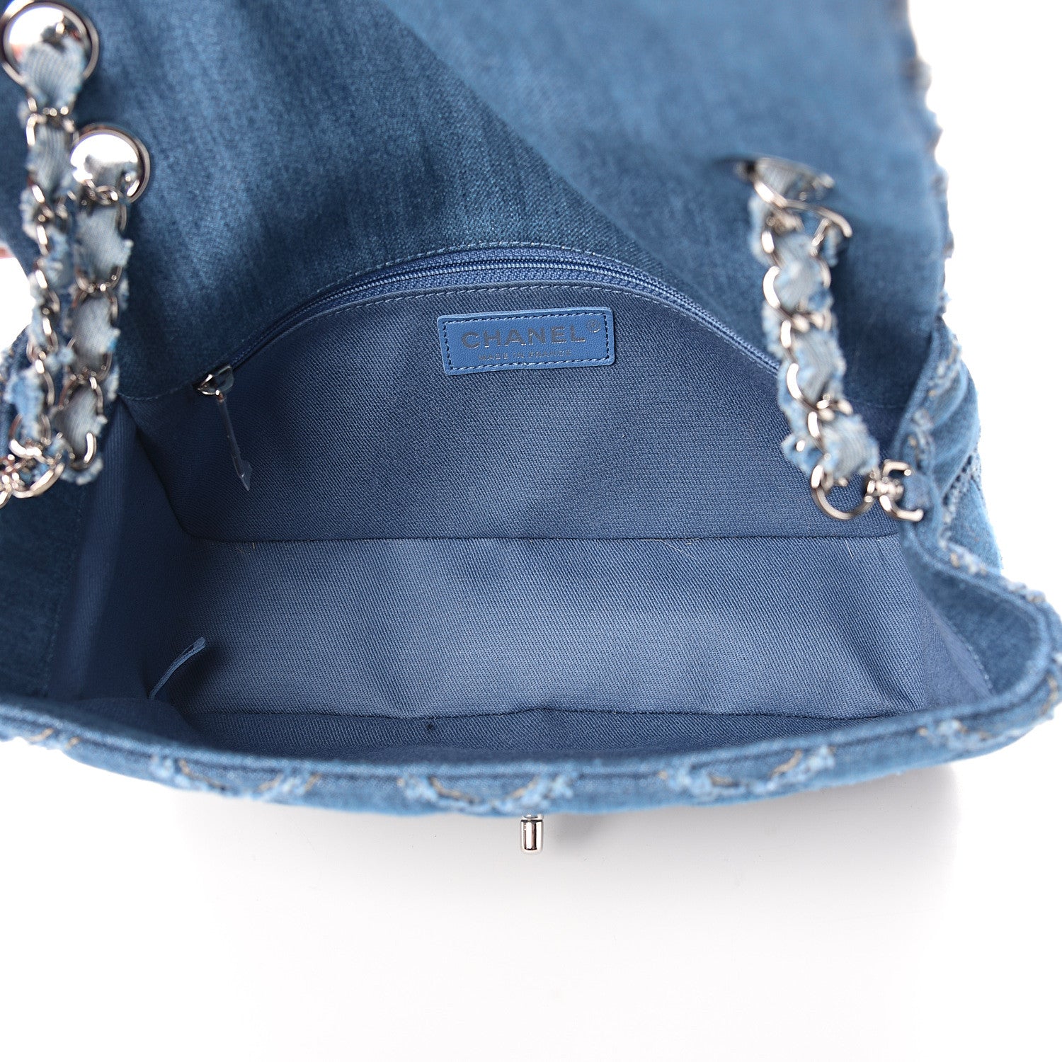 Chanel Denim Quilted Medium Distressed Single Flap Blue 4 of 10