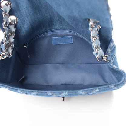 Chanel Denim Quilted Medium Distressed Single Flap Blue 4 of 10