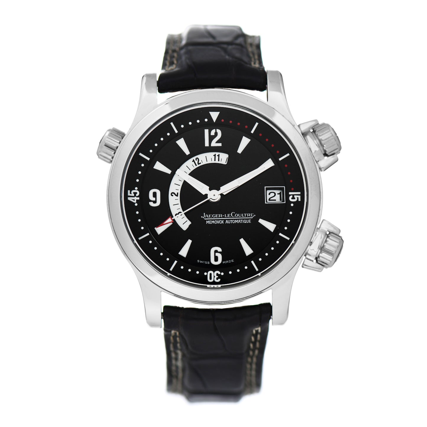 Stainless Steel Alligator 41.5mm Master Compressor Memovox Automatic Watch Black 146.8.97/1