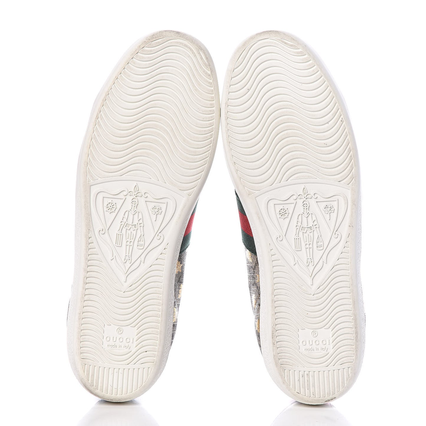 GG Supreme Monogram Bees Ayers Web Womens Ace Sneakers 38 Beige Oro Green Red