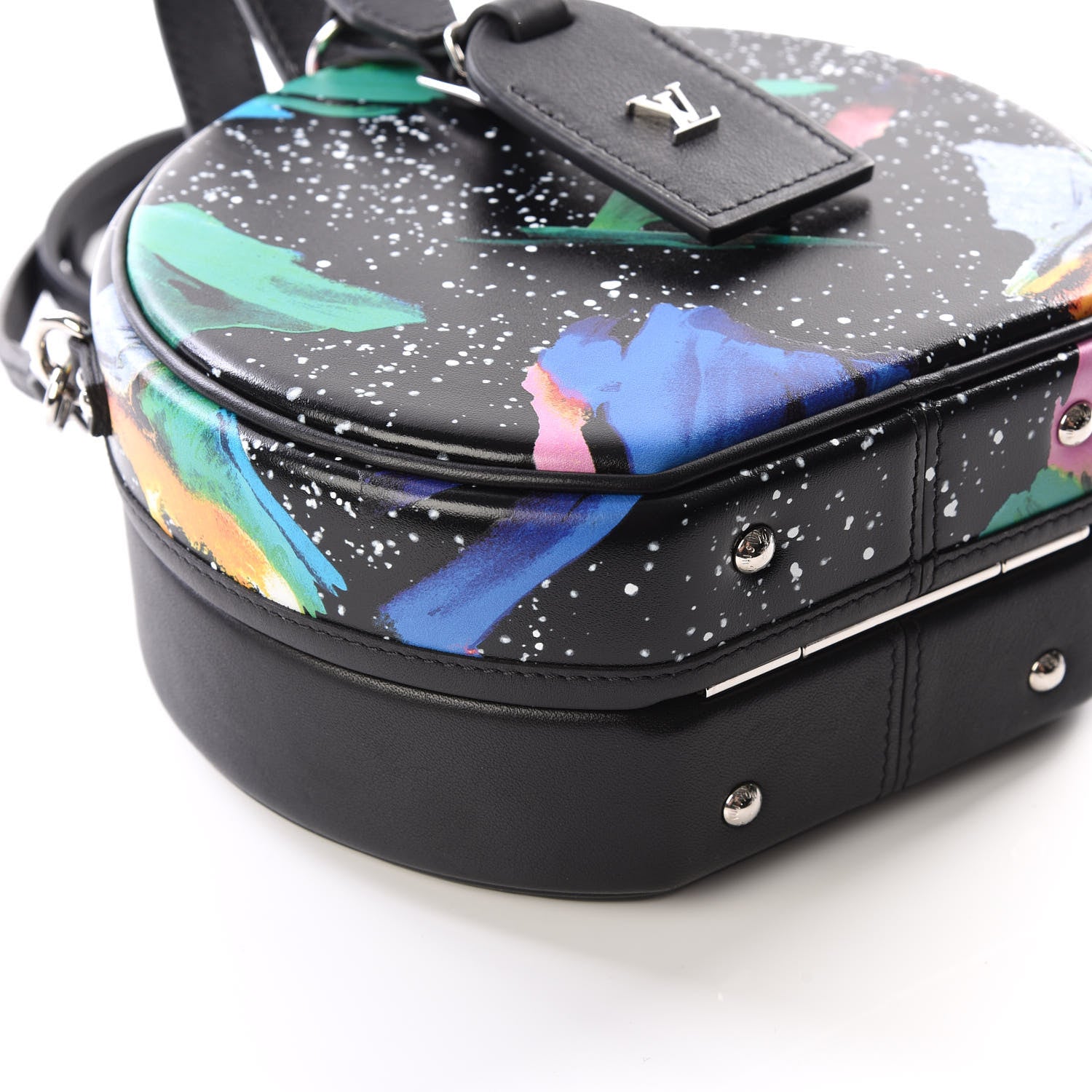 Louis Vuitton Calfskin Splash Print Petite Boite Chapeau Black 5 of 12