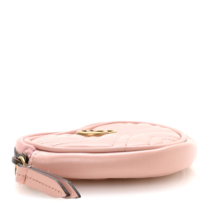 Gucci Calfskin Matelasse Chevron GG Marmont Heart Coin Purse Perfect Pink 4 of 9