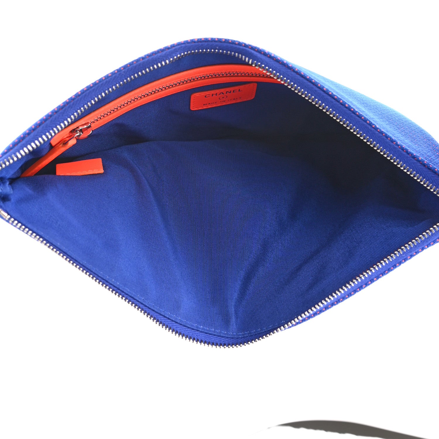 Chanel Mixed Fibers Medium Deauville Pouch Clutch Blue Orange 5 of 7